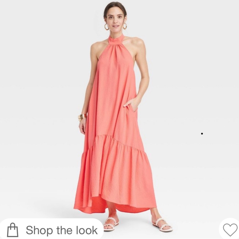 High low halter midi dress